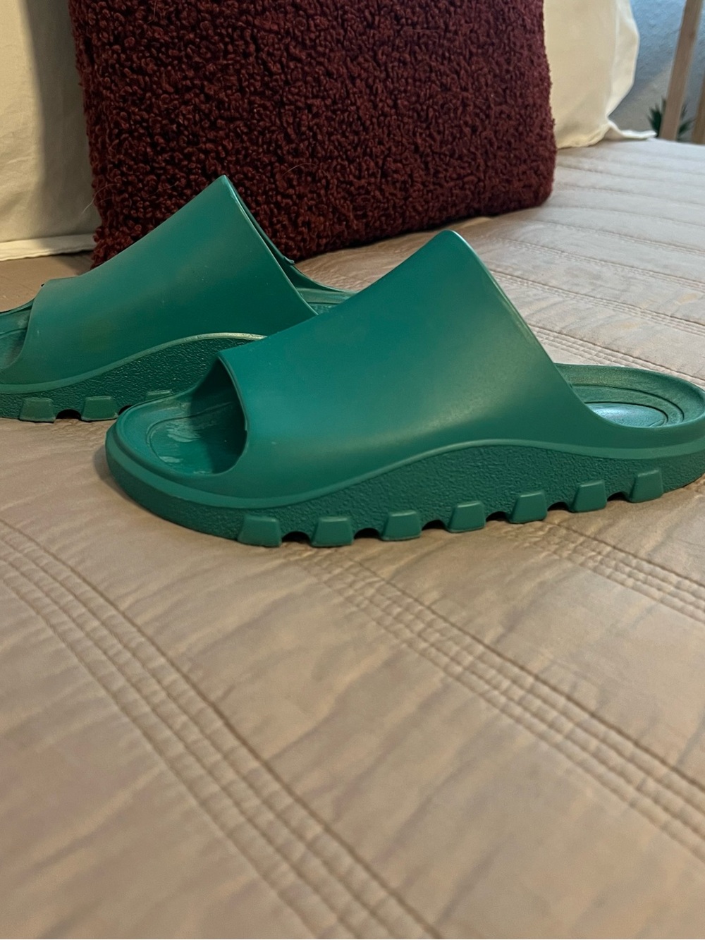 FP Movement by Free People Teal Green Chunky Slide Sandals Made in Italy 37/38